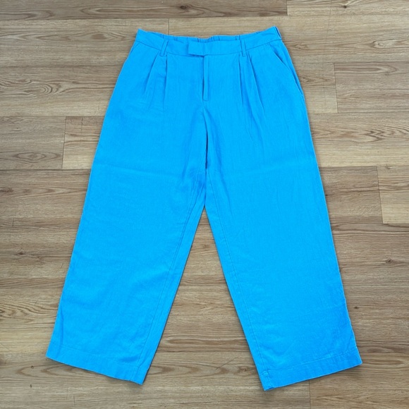A New Day Women's High-Rise Linen Wide Leg Fluid Pants Blue Sz 16 - Picture 3 of 9